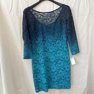 Jump‎ Girl Satin Teal Ruched Midi Pencil Dress Size L Cocktail Stretch